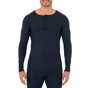 Home men's recycled waffle thermal underwear henley top (1 and 2 packs)