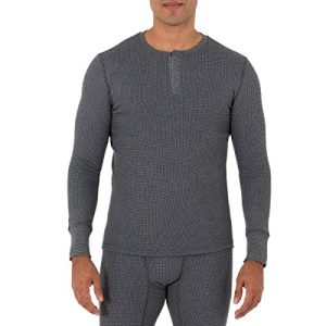 Home men's recycled waffle thermal underwear henley top (1 and 2 packs)