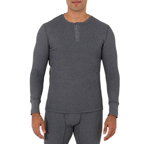men's recycled waffle thermal underwear henley top (1 and 2 packs) men's recycled waffle thermal underwear henley top (1 and 2 packs)